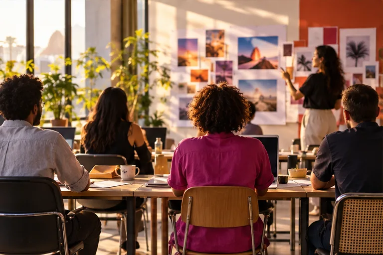 Turma de adultos em formação sobre inteligência artificial no Brasil